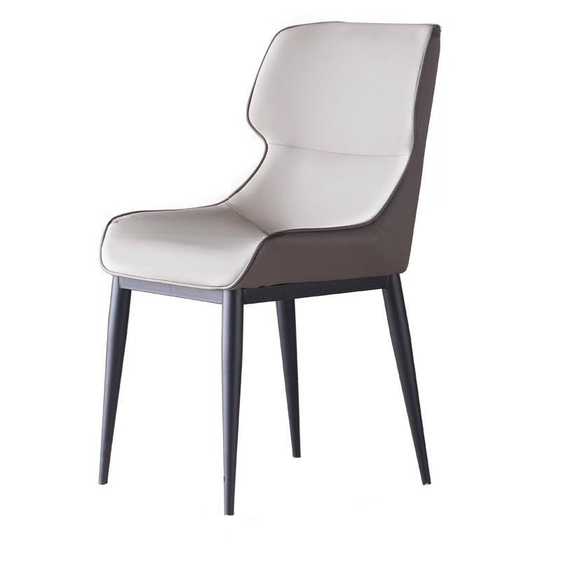 V255-I-DICHAIR-L-GREY-202505141131-00 Light Grey Italian Minimal List Dining Chairs PU Retro Chair Cafe Kitchen Modern Metal Legs x2 - Image 1