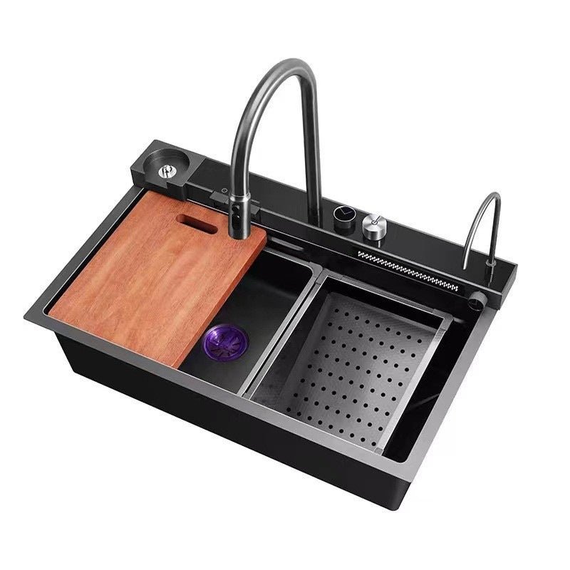 V255-MEFD-7546-91715-00 Integrated Waterfall Kitchen Sink Honeycomb Technology Large Digitial Display Stainless Steel Water Filter Cup Washer - Image 1