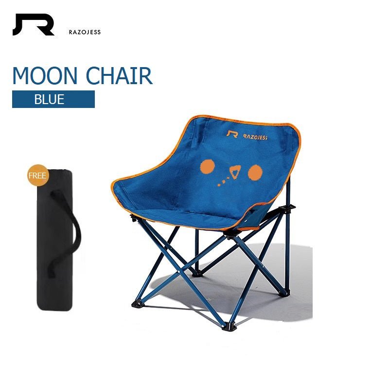 V255-MOON-BLUE-191698-00 RAZOJESS Moon Chair for Outdoor Camping Fishing Picnic Blue - Image 1