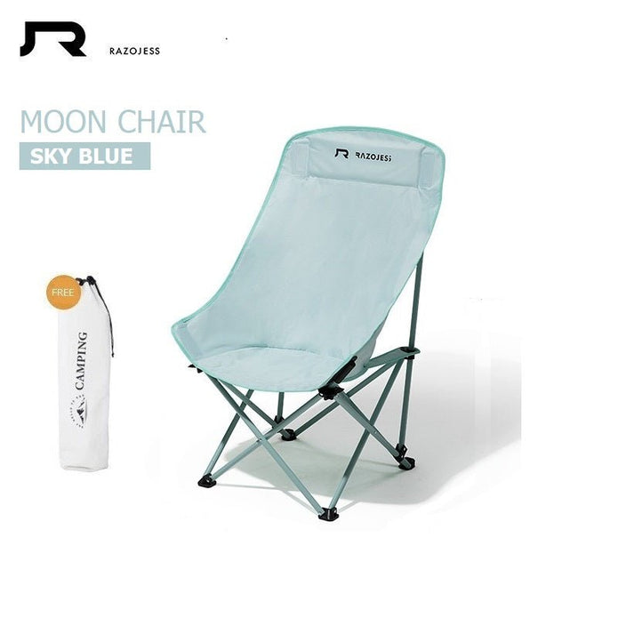 V255-MOON-LC-BLUE-191697-00 RAZOJESS Enlarged Moon Chair for Outdoor Camping Fishing Picnic Sky Blue - Image 1
