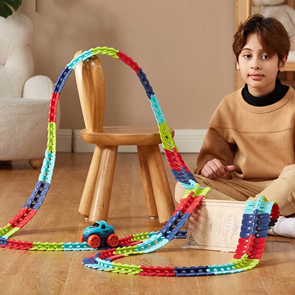 V255-TRACK-138-52724-00 Changeable Track In The Dark Track with LED Light-Up Race Car Flexible Track Toy 138 - Image 1