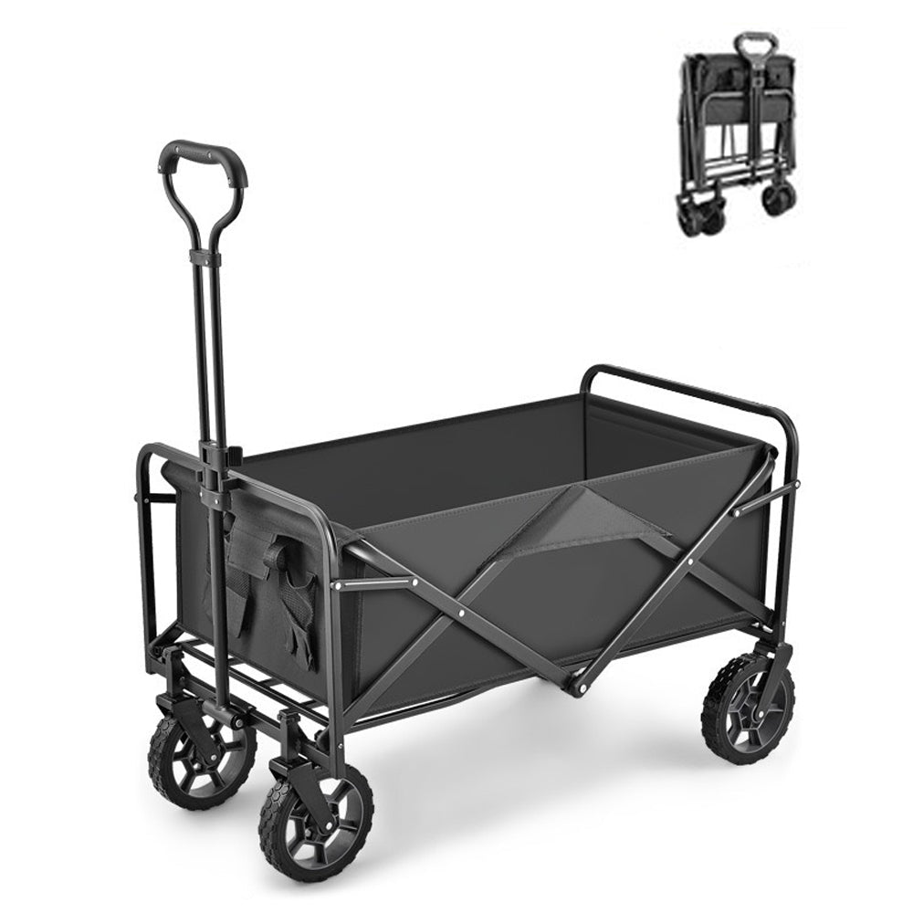 V255-TROLLEY-5INCH-BK-97627-00 5 Inch Wheel Black Folding Beach Wagon Cart Trolley Garden Outdoor Picnic Camping Sports Market Collapsible Shop - Image 1
