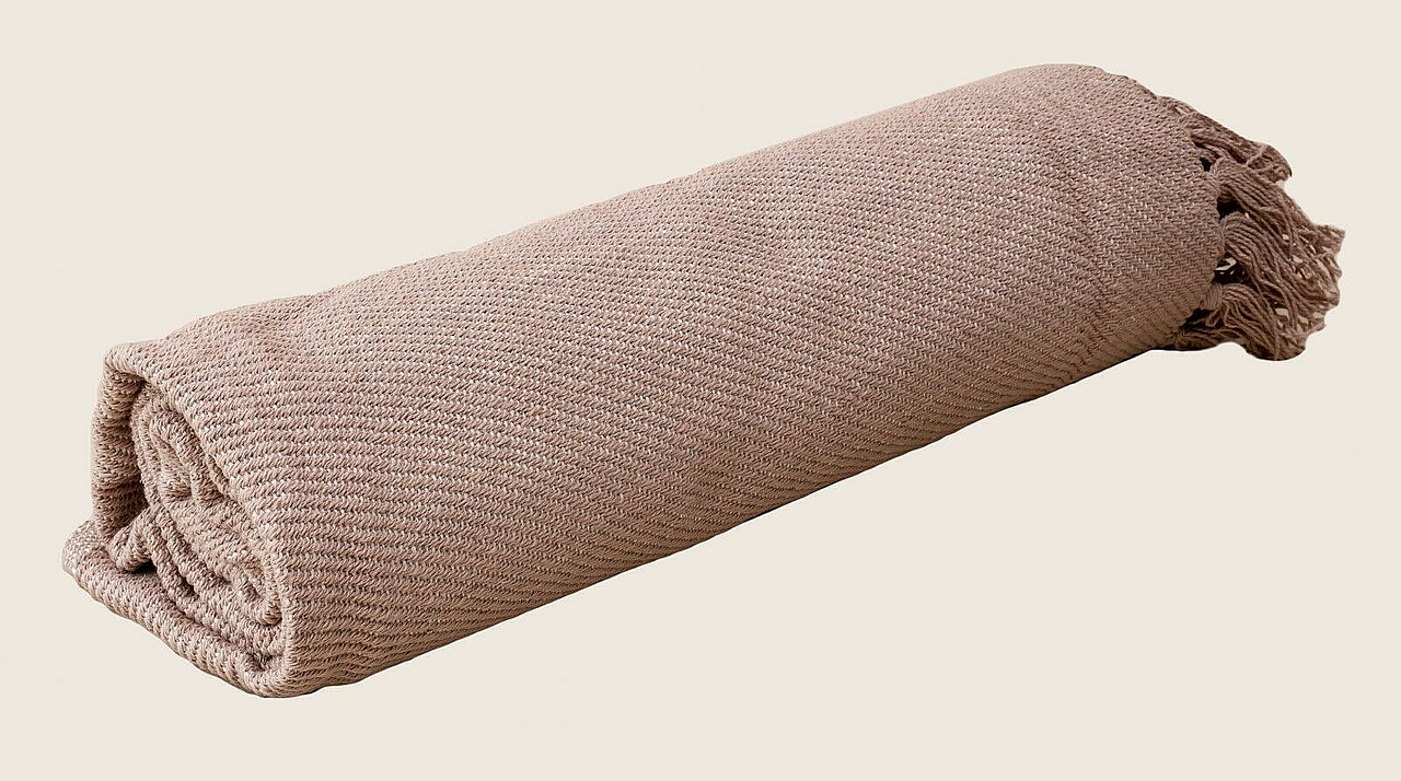 V262-CI-STK-572WTF-s-l1600-00 Woven Natural Pink Bed Throw with Tassel 150 x 200 cm - Image 1