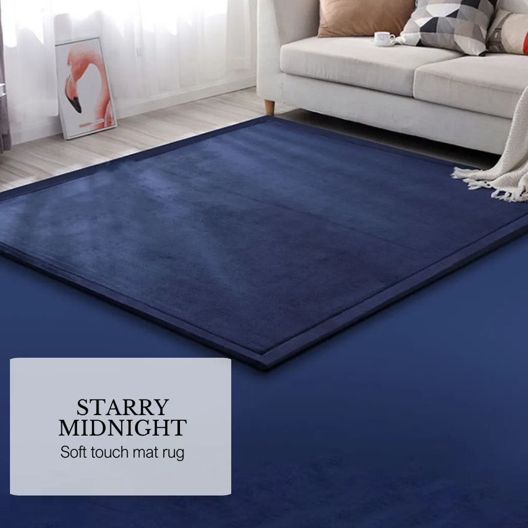 V262-LGH-0088B-172697-00 Soft Touch Ultra Plush Memory Foam Tatami Midnight Blue Mat - 150 x 200 CM - Image 1