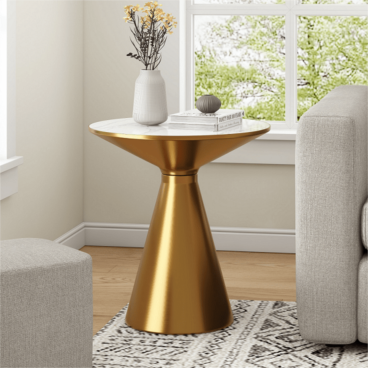 V264-TAB-730S-WHE-GD-1-189418-00 Golden Halo Round Side Table - Image 1