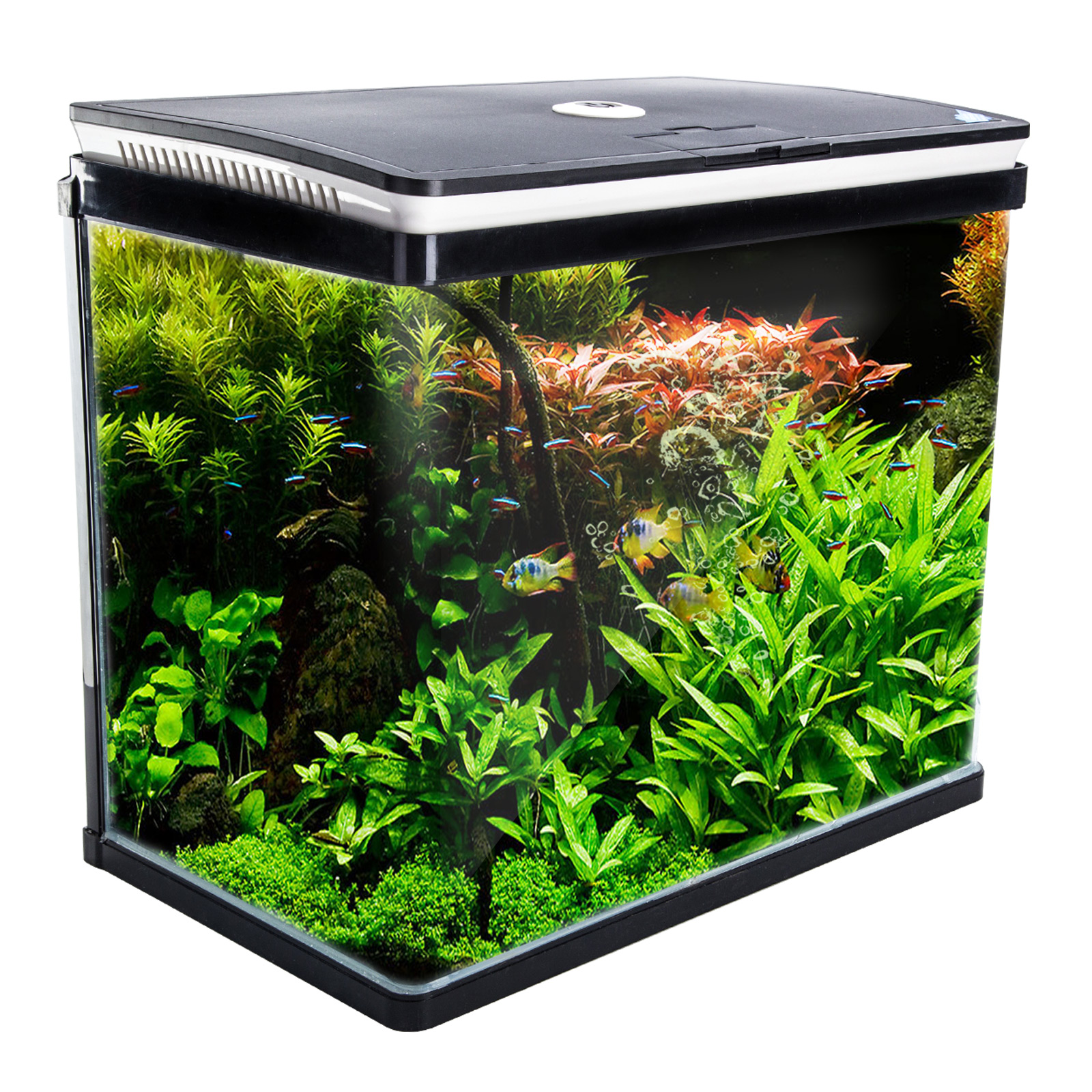 V274-AQ-FT52L-BK-AQ-FT52L-BK-00 Aquarium Curved Glass RGB LED Fish Tank Set Filter Pump 52L - Image 1