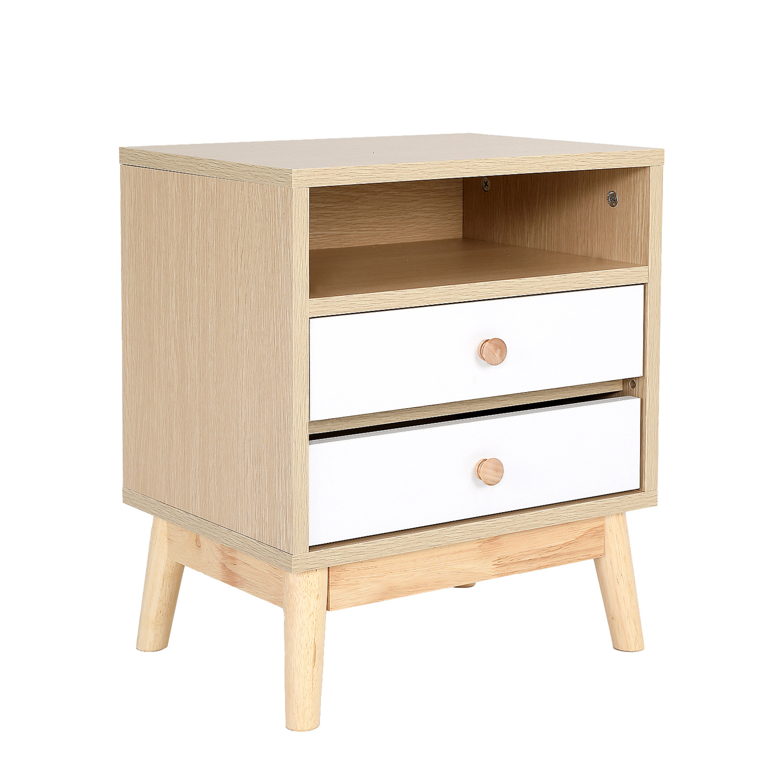 V274-FT-BEDT-2DD11-WD-167699-00 Bedside Table Side Storage Cabinet Nightstand Bedroom 2 Drawer ANYA OAK - Image 1