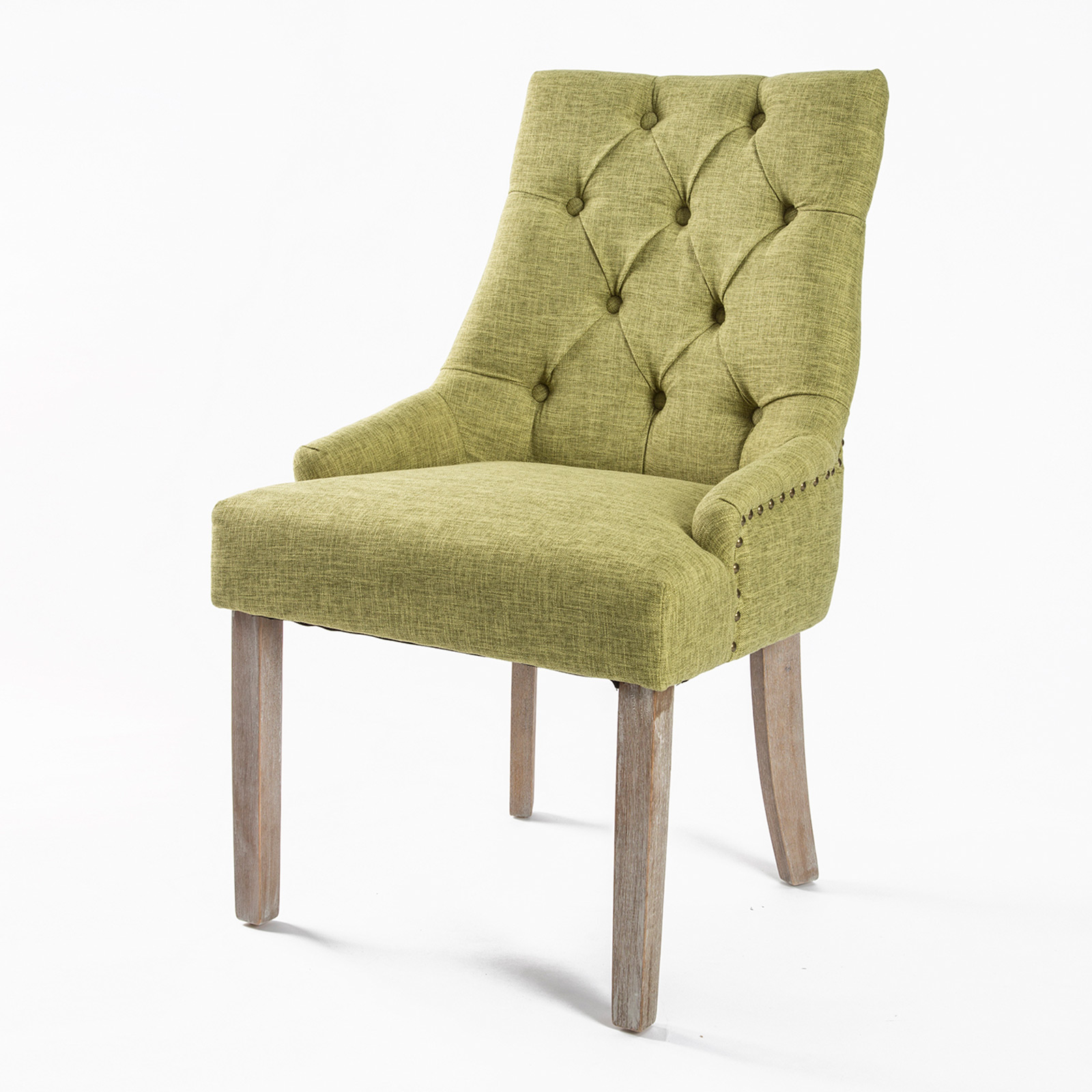 V274-FT-FC8443-GN1-FT-FC8443-GN1-00 French Provincial Dining Chair Oak Leg AMOUR GREEN - Image 1