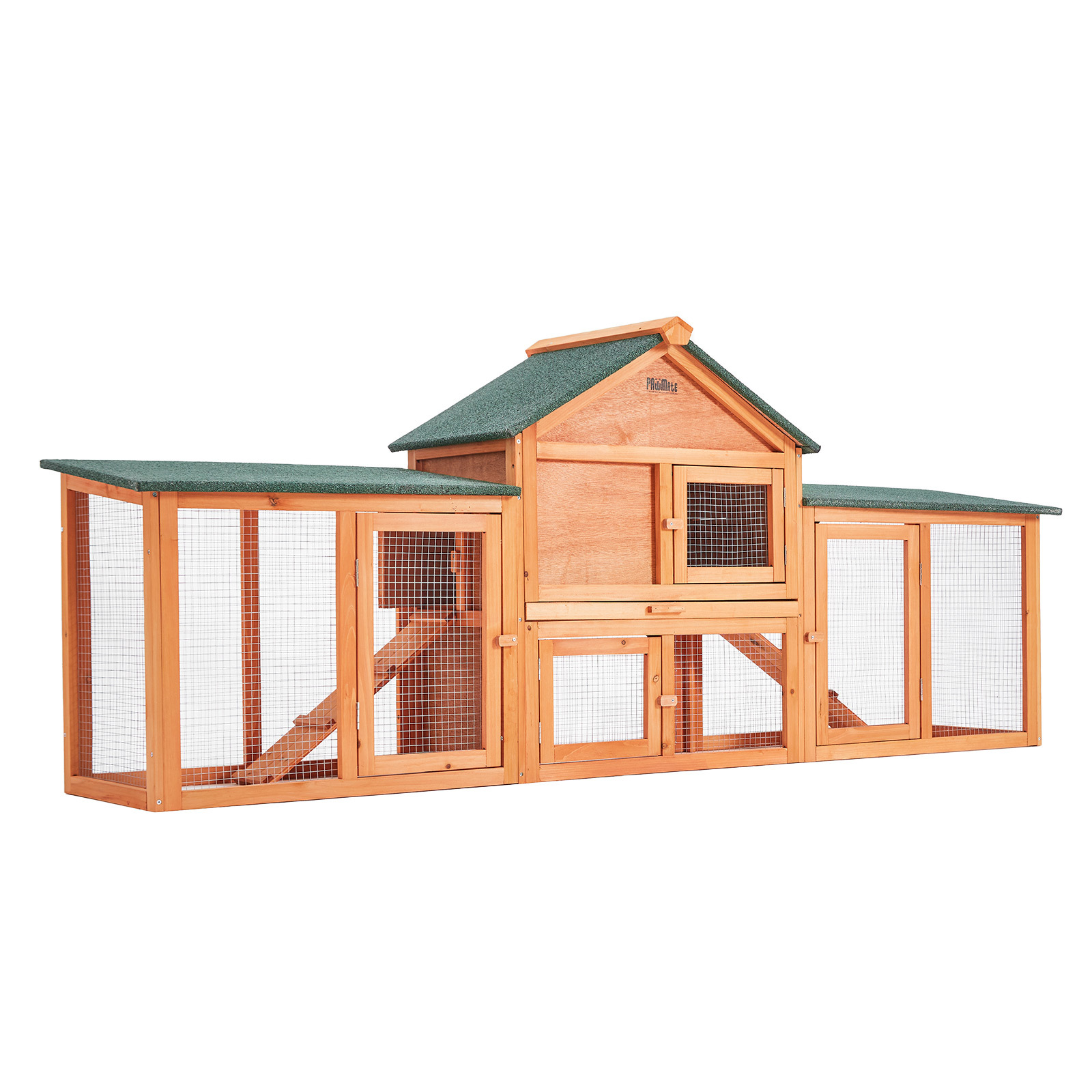 V274-PET-RH10016-PET-RH10016-00 Rabbit Hutch Chicken Coop 204 x 45 x 85cm 2 Storey Cage Mansion - Image 1