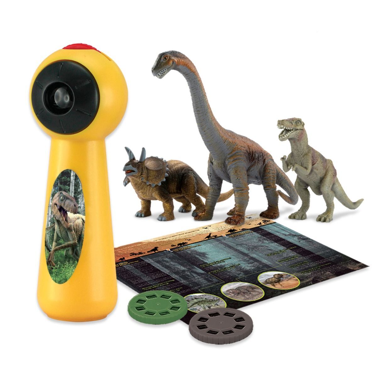 V274-TOY-KN-ADNPGB-208849-00 Dinosaur Projector and 3 Toy Figures Play Set - Kids STEM Learning Set - Image 1