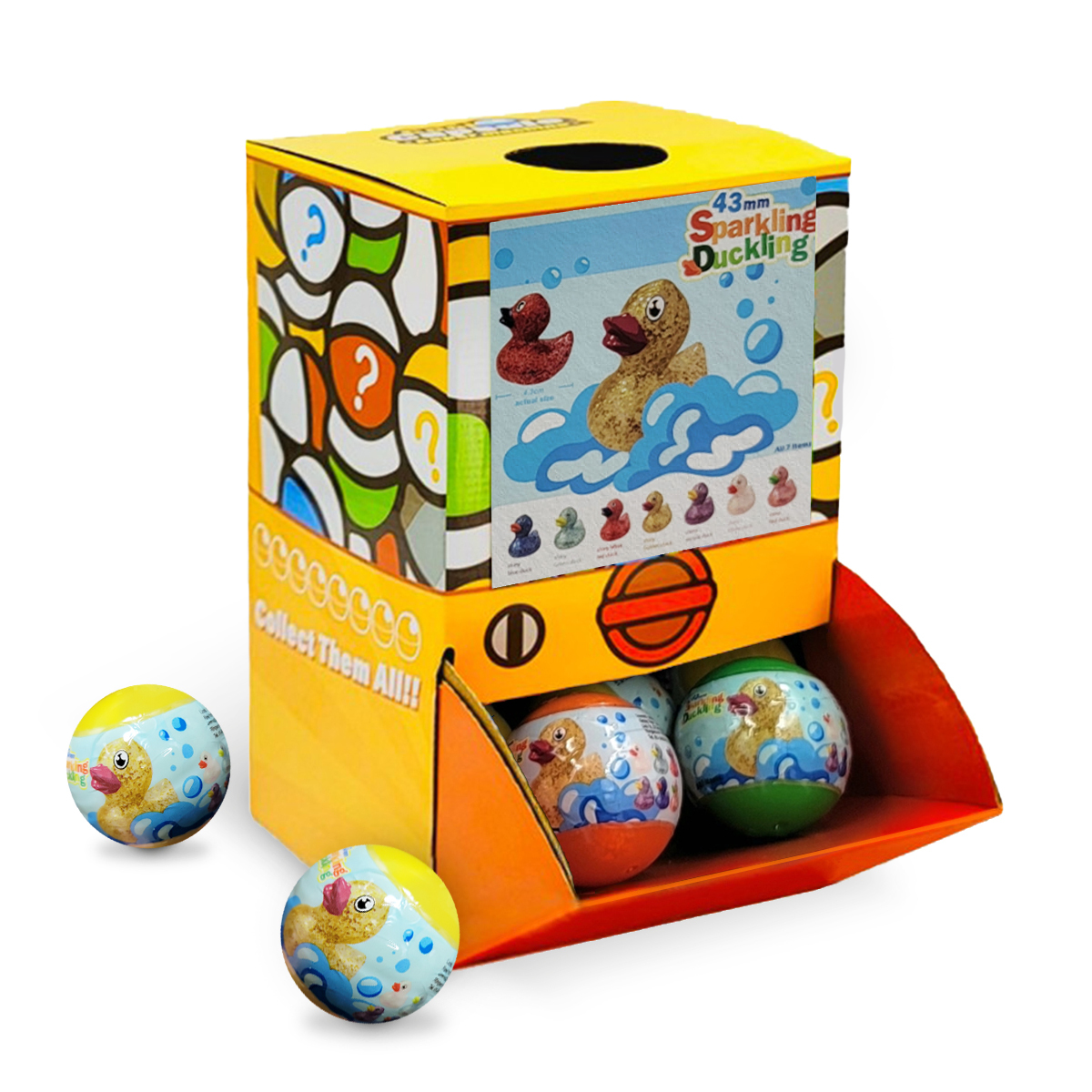 V274-TOY-KN-F-VGDUCK2A-50-208844-00 40X Kenisy Sparkling Glitter Duck Capsules 50mm Collectible Gacha in Display Box - Image 1