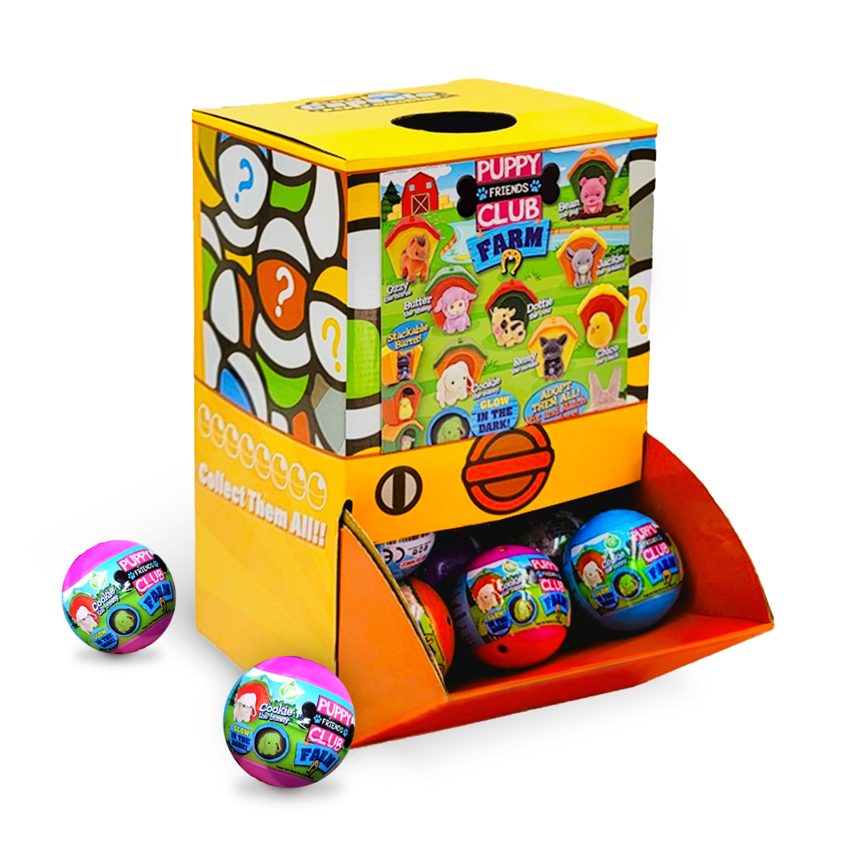 V274-TOY-KN-IGT-FARMAN1-50-208861-00 40X Puppy Club Farm Animal Toy Capsules 50mm Collectible Gacha in Display Box - Image 1