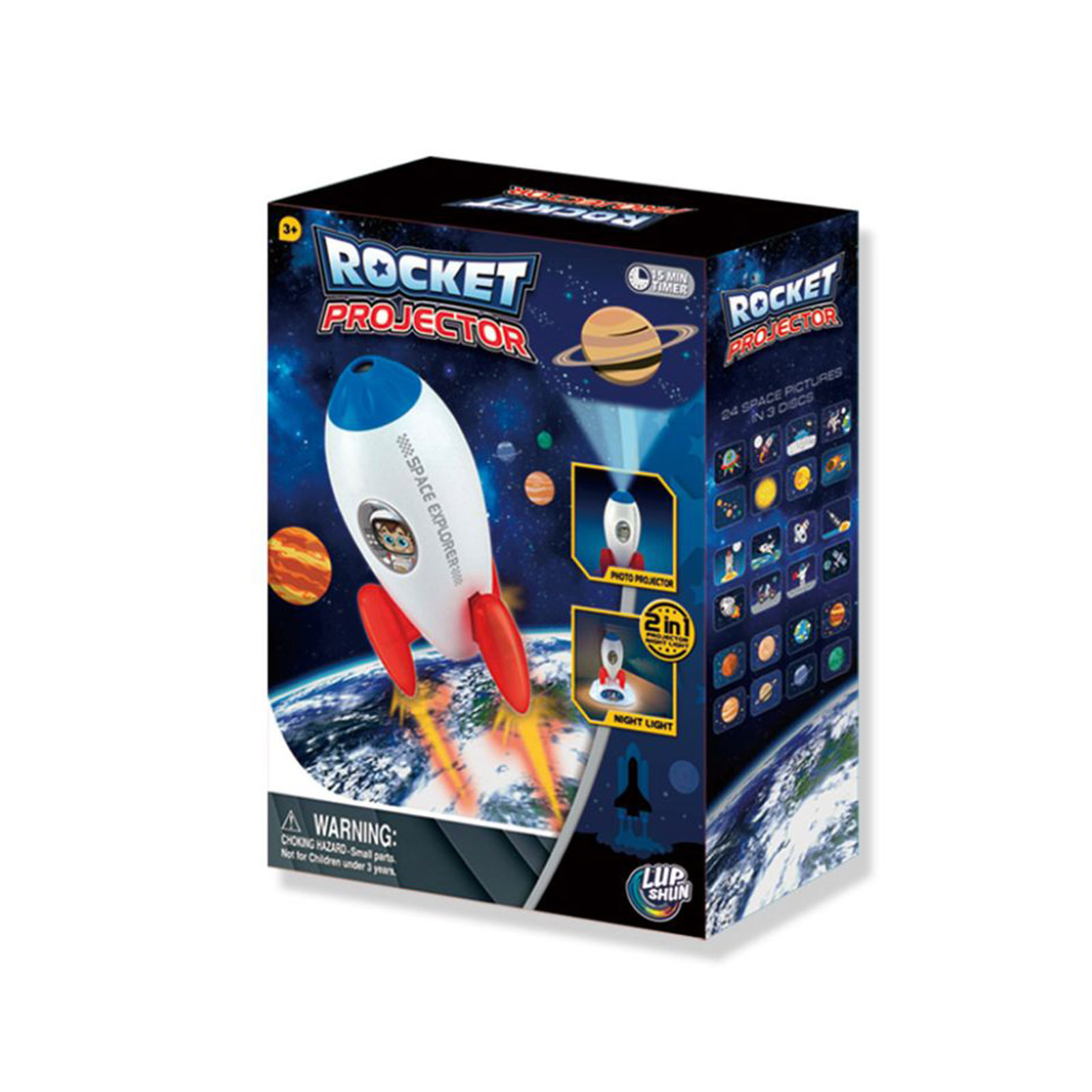 V274-TOY-KN-LUP-0025-209851-00 Rocket Projector Night Light Kids STEM Toy - Outer Space Planet - Image 1