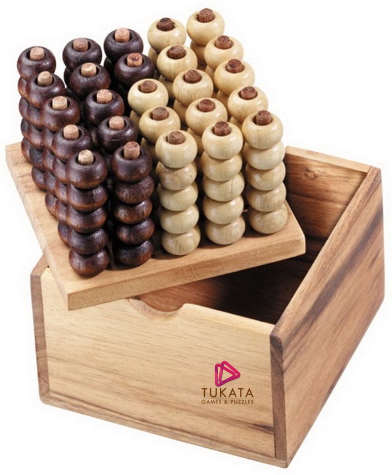 V277-4RGCFBDH-190278-00 4 IN A ROW GAME Connect four board 3 dimensional handmade in beautiful wood - Image 1