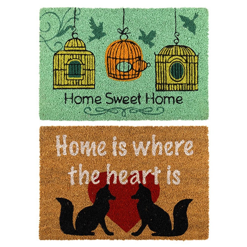 V278-2-X-63995-DOOR-MAT-66458-00 YES4HOMES 2 x Doormat for Front Door Entryway Cursive Natural Coconut Coir Floor mat Outdoor 40x60cm - Image 1