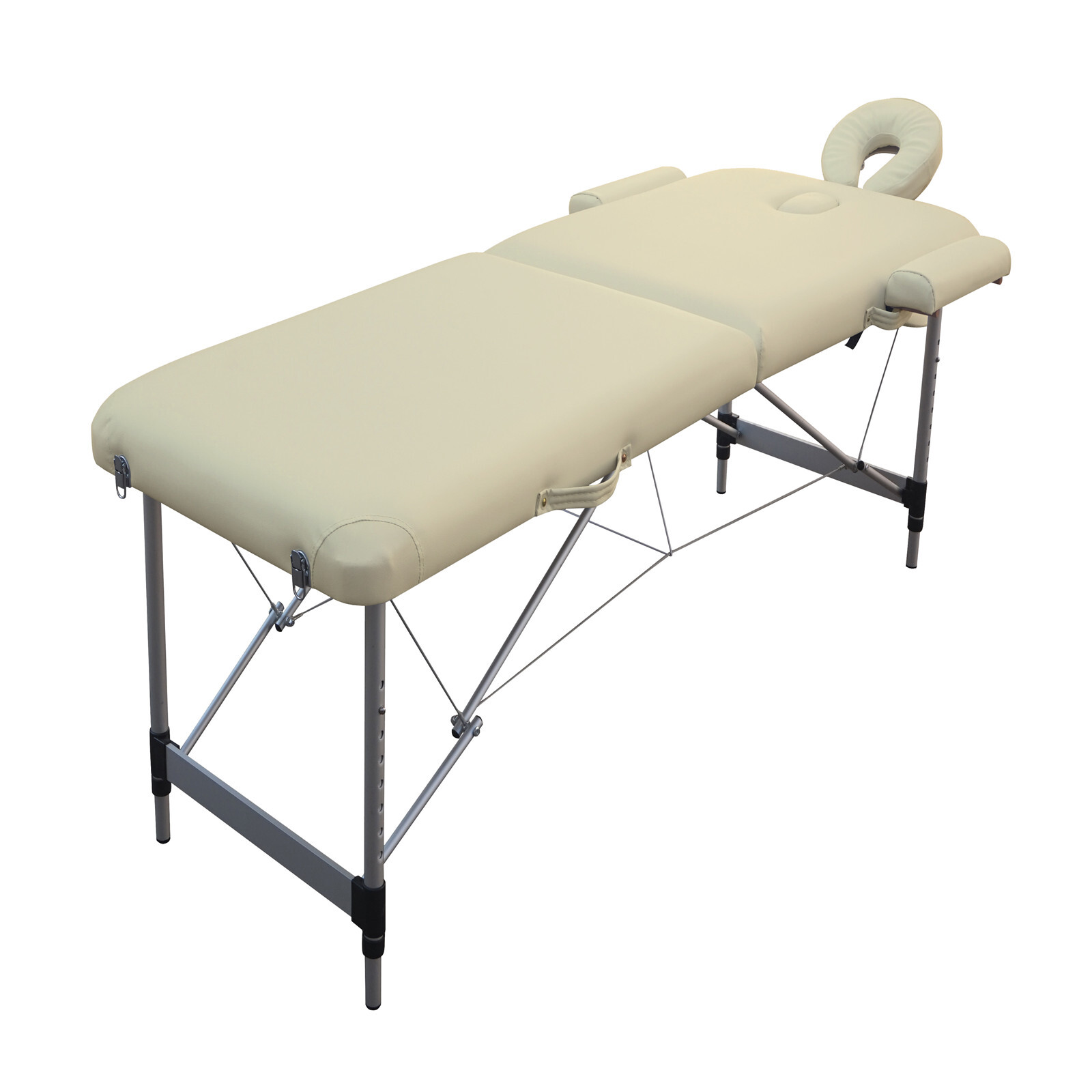 V278-ALUM-FOLD2-60F-BE-65538-00 YES4HOMES 2 Fold 6cm Thickness Foam Portable Aluminium Massage Table Massage Bed Beauty Therapy Beige - Image 1