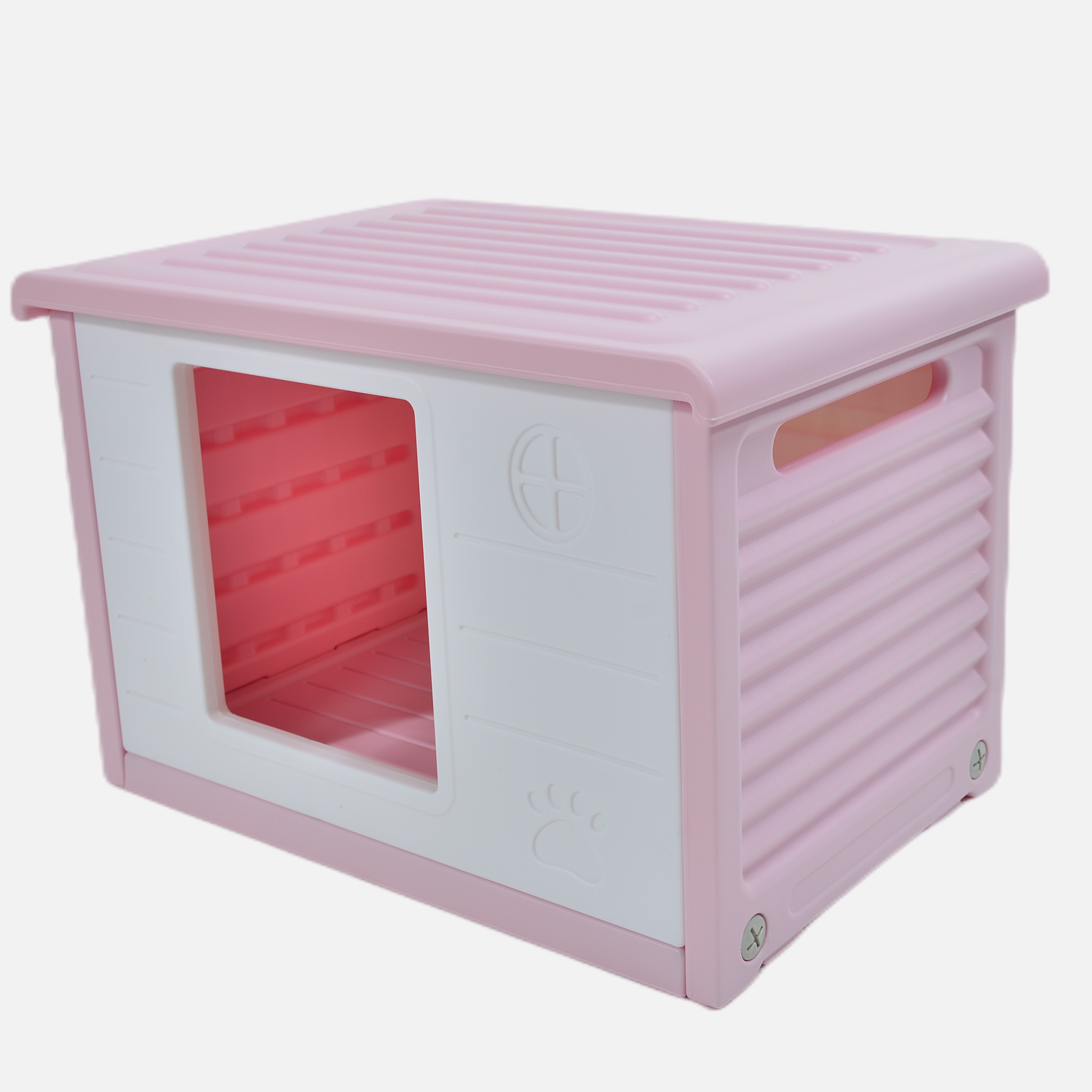 V278-AT2004-PINK-PET-HOUSE-67608-00 YES4PETS Small Plastic Pet Dog Puppy Cat House Kennel Pink - Image 1