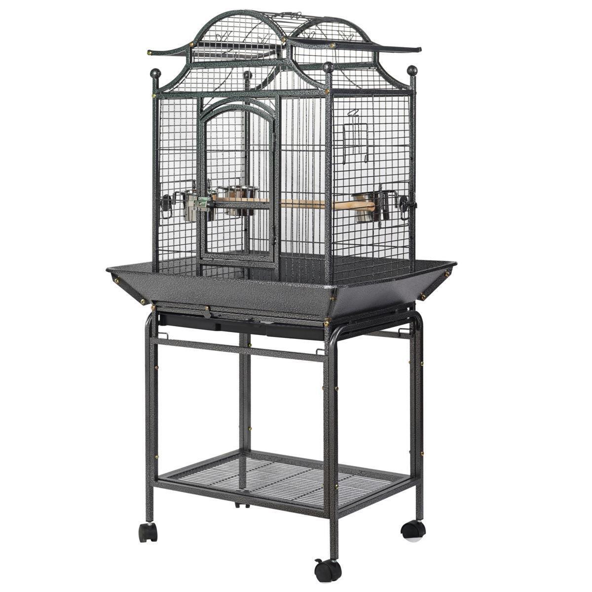 V278-B023-186637-00 YES4PETS Large Bird Budgie Cage Parrot Aviary Carrier With Stand & Wheel - Image 1
