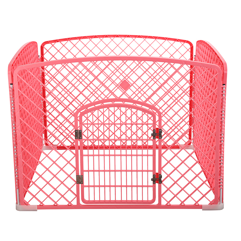 V278-BP161-PEN4PANEL-PINK-69439-00 YES4PETS 4 Panel Plastic Pet Pen Pet Foldable Fence Dog Fence Enclosure With Gate Pink - Image 1