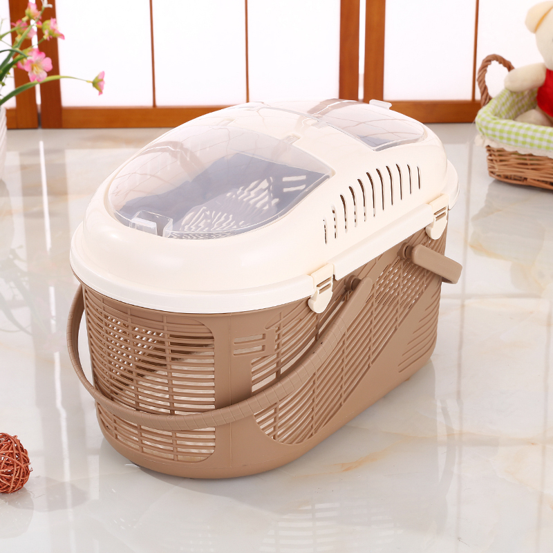 V278-BP258-BROWN-67801-00 YES4PETS Small Dog Cat Crate Pet Rabbit Guinea Pig Ferret Carrier Cage With Mat-Brown - Image 1