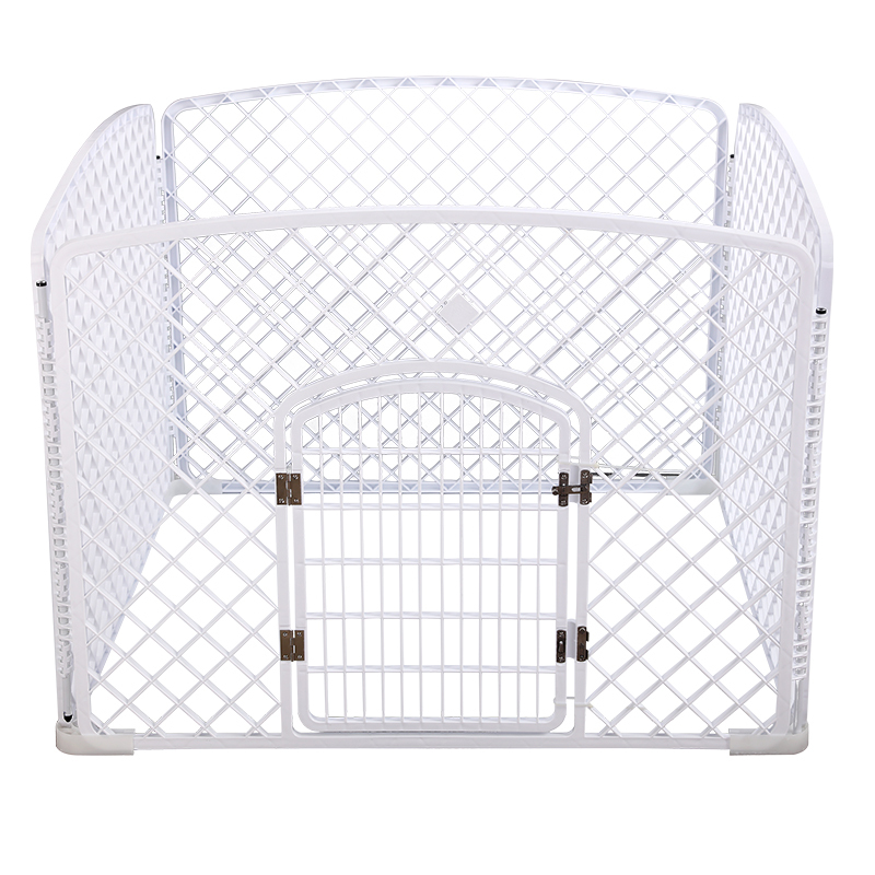 V278-BP266-PEN4PANEL-WHITE-69436-00 YES4PETS 4 Panel Plastic Pet Pen Pet Foldable Fence Dog Fence Enclosure With Gate White - Image 1