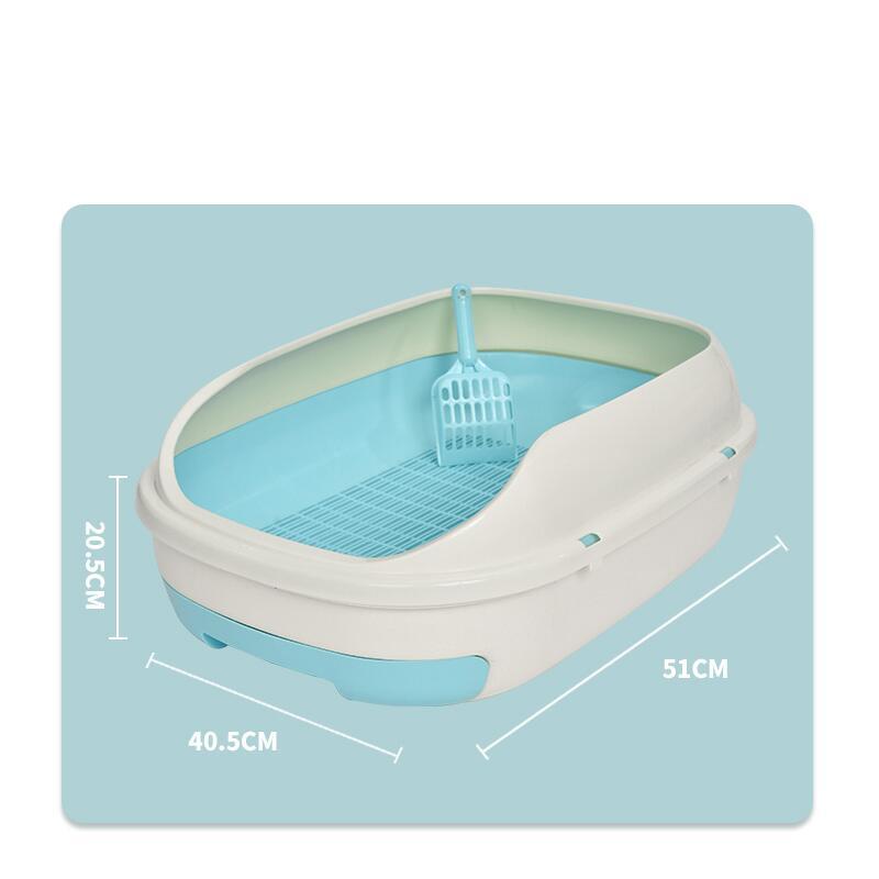 V278-BP291-MLITTERTRAY-GREEN-66597-00 YES4PETS Medium Portable Cat Toilet Litter Box Tray with Scoop and Grid Tray-Blue Green - Image 1