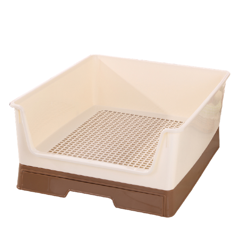 V278-BP300-PET-POTTY-BROWN-66891-00 YES4PETS Medium Dog Potty Training Tray Pet Puppy Toilet Trays Loo Pad Mat With Wall Brown - Image 1