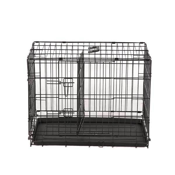 V278-CR24WDIVIDER-85636-00 YES4PETS 24' Collapsible Metal Dog Rabbit Crate Puppy Cage Cat Carrier With Divider - Image 1
