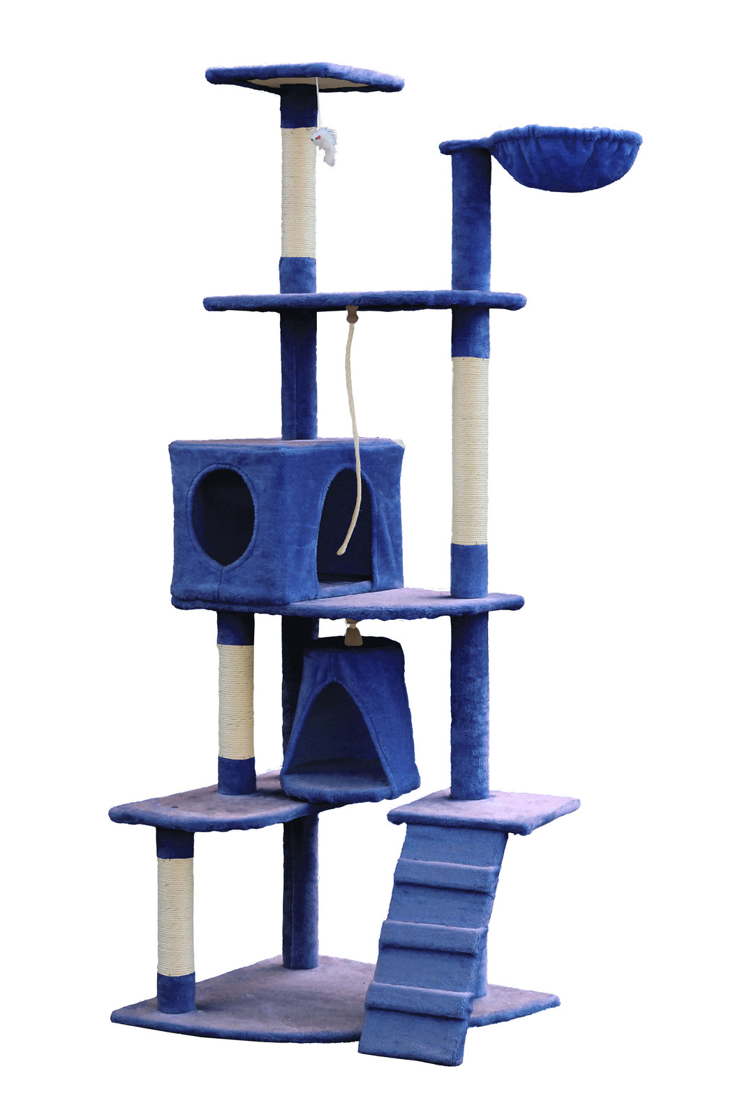 V278-CT193-BLUE-66429-00 YES4PETS 193cm Cat Scratching Tree Post Sisal Pole Scratching Post Scratcher Tower Condo Blue - Image 1