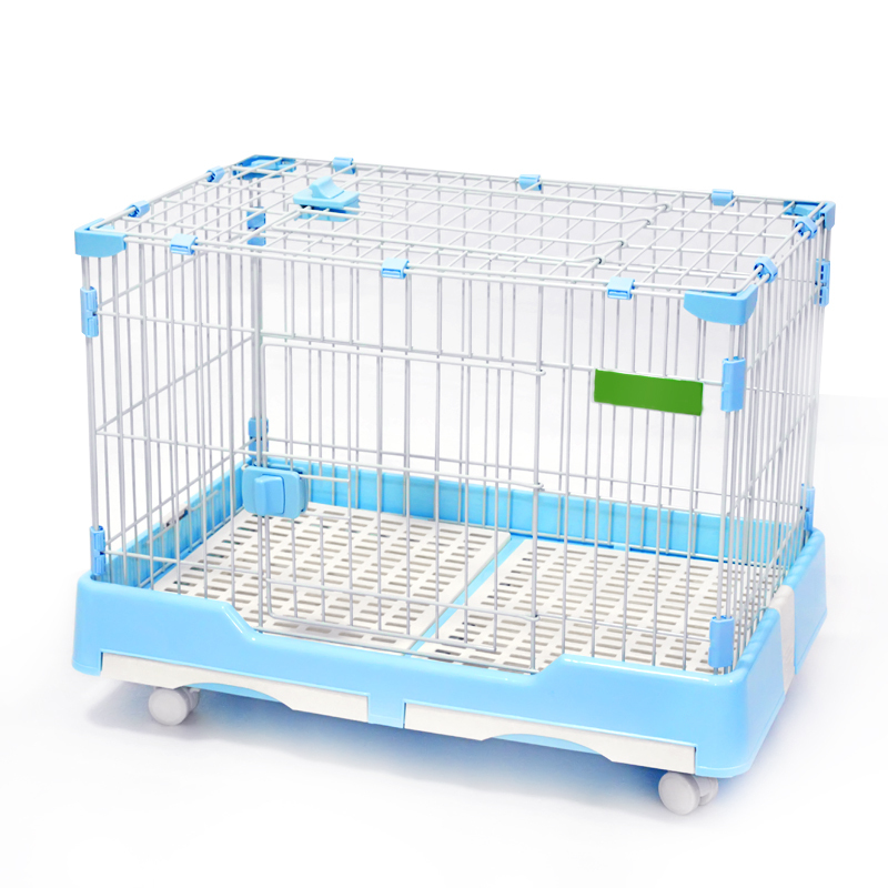 V278-DPP03-XL-03-BLUE-69441-00 YES4PETS Large Blue Pet Dog Cage Cat Rabbit Crate Kennel With Potty Pad And Wheel - Image 1