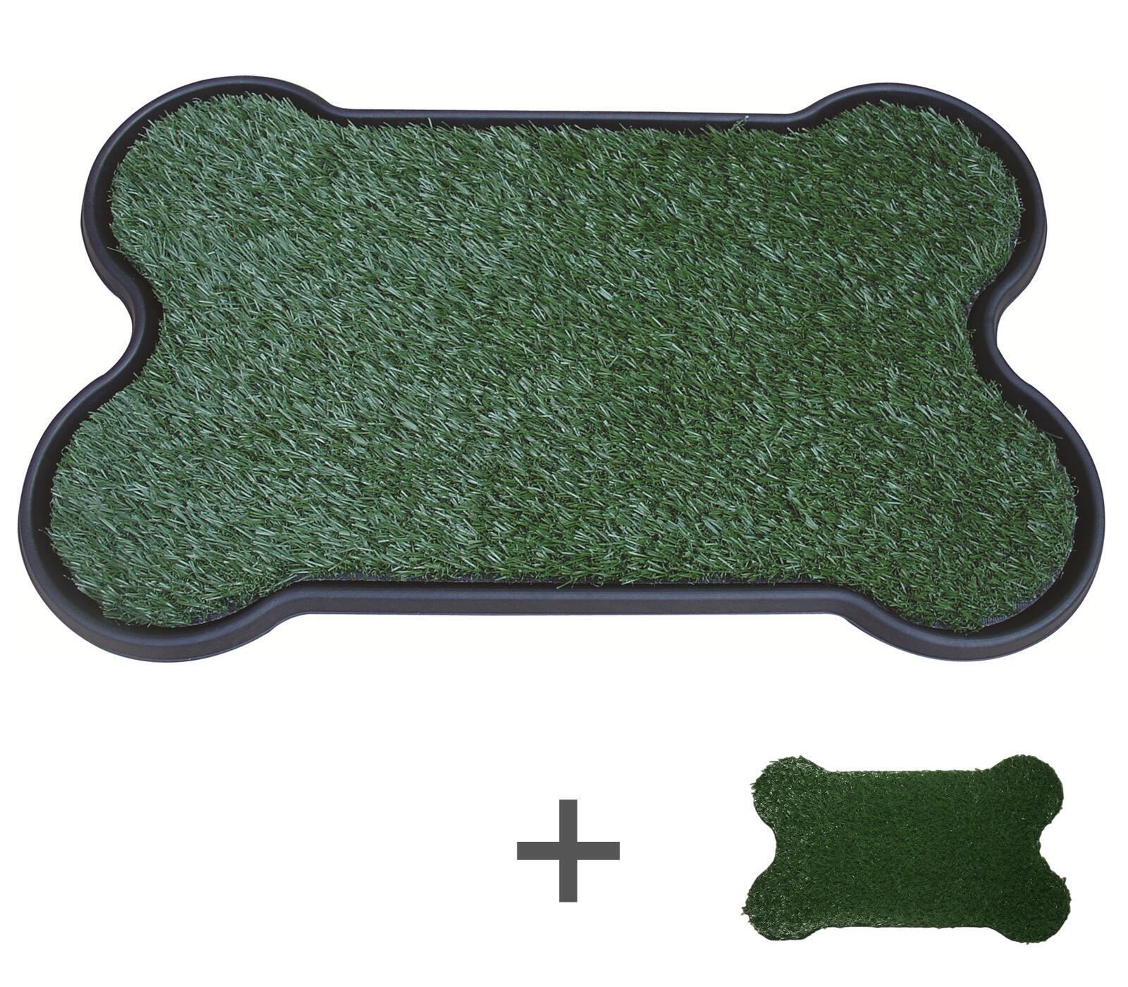 V278-POTTY-HH212-BONE-2XGRASS-173853-00 YES4PETS Dog Puppy Toilet Grass Potty Training Mat Loo Pad Bone Shape Indoor with 2 grass - Image 1