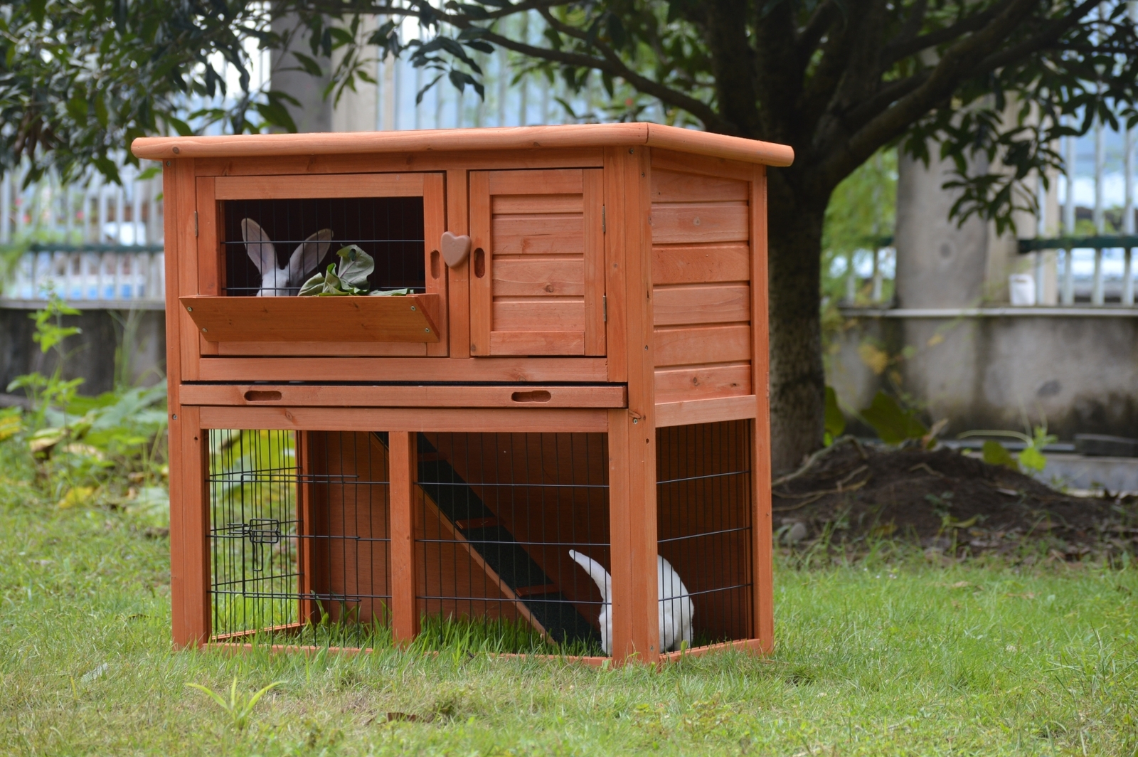 V278-RH211-69635-00 YES4PETS Double Storey Rabbit Hutch Guinea Pig Cage , Ferret cage W Pull Out Tray - Image 1