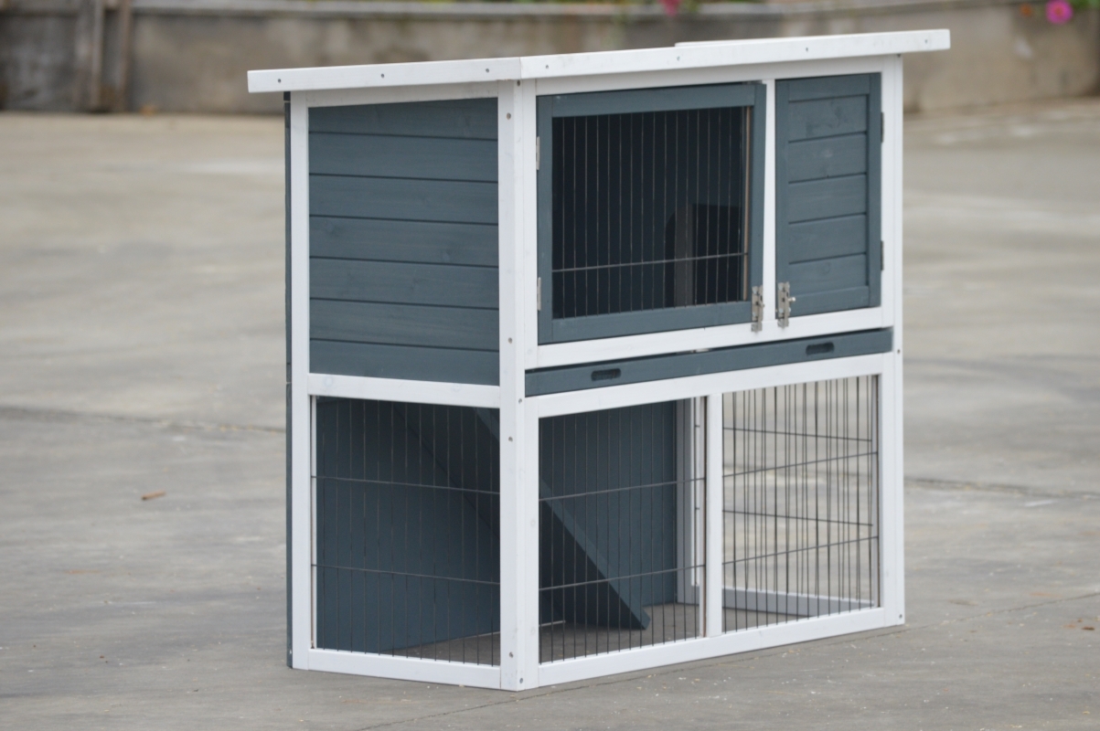 V278-RH335-155285-00 YES4PETS L Double Storey Rabbit Hutch Guinea Pig Cage , Ferret cage W Pull Out Tray - Image 1