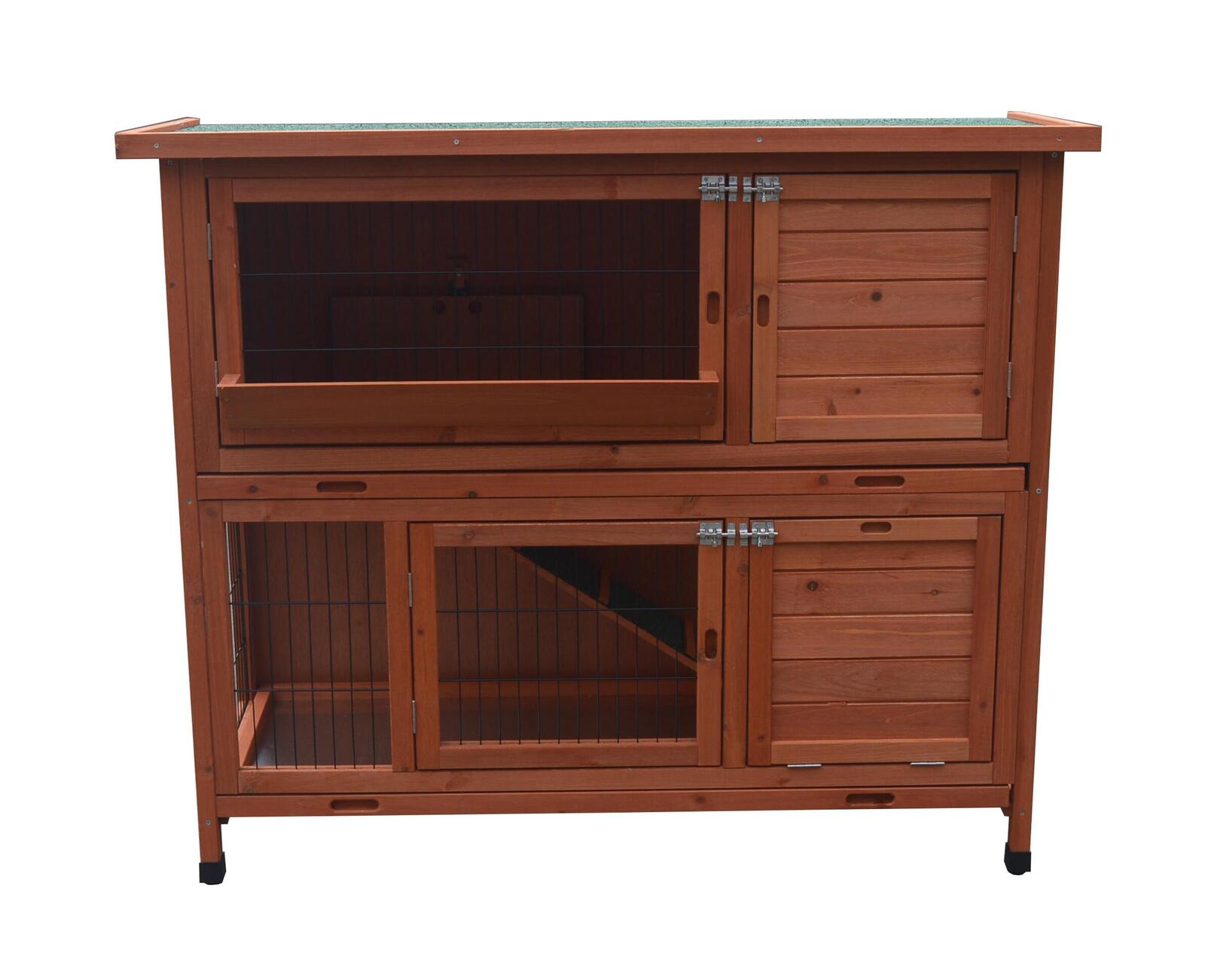 V278-RH472-69430-00 YES4PETS 120cm XL Double Storey Rabbit Hutch Guinea Pig Cage , Ferret cage Cat W Pull Out Tray - Image 1