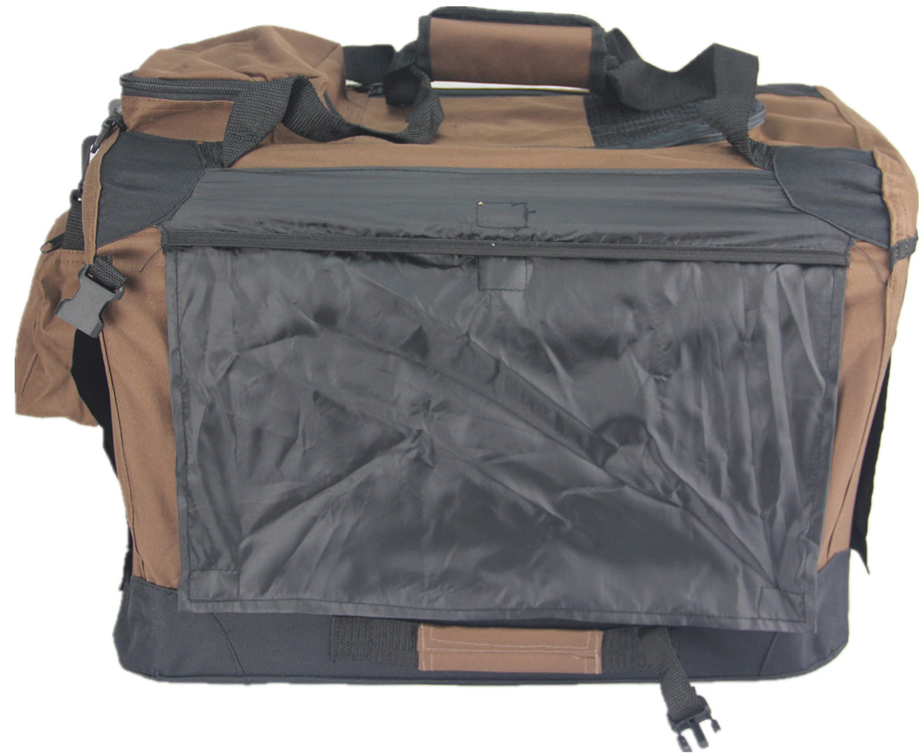 V278-SC6042-M_BROWN-167747-00 YES4PETS Medium Foldable Soft Dog Cat Puppy Rabbit Crate With Curtain-Brown - Image 1