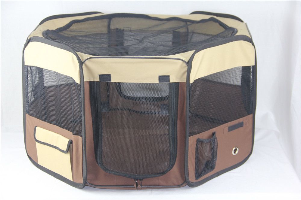 V278-SP3545_BROWN-85608-00 YES4PETS Small Brown Dog Cat Puppy Rabbit Guinea Pig Cat Soft Playpen - Image 1
