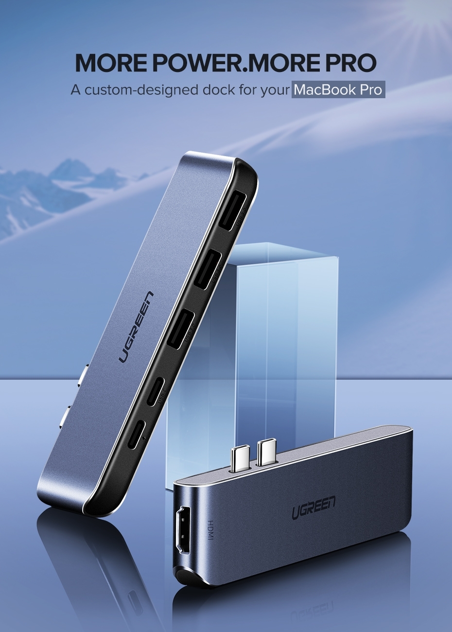 V28-ACBUGN50775-01_7 UGREEN Dual Type-C 5 in 1 to 3*USB3.0+ USB-C Female+PD Converter (50775) - Image 1