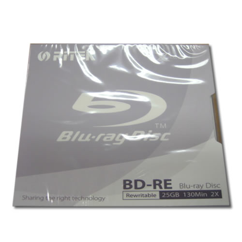V28-BMDRITBLU-RRW01-01_12 Ritek Blu-Ray BD-RE Rewritable 25GB 2X 130Min Jewel Case - Image 1