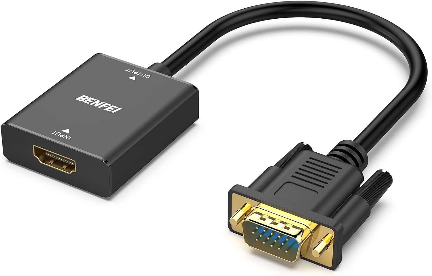 V28-ELEBEN272BK-202502281146-00 BENFEI HDMI to VGA, Uni-Directional HDMI Computer to VGA Monitor Adapter (Female to Male) with 3.5mm Audio Jack - Image 1