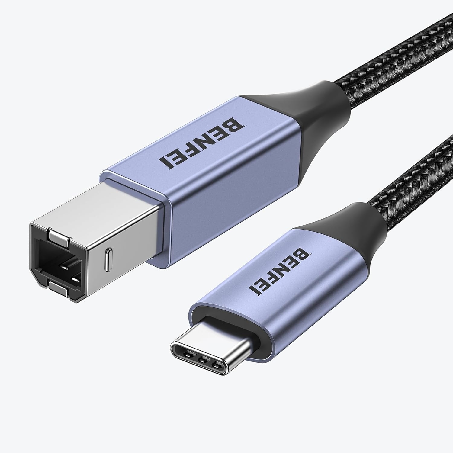 V28-ELEBEN405GY1M-202505281135-00 BENFEI 405GY-1M USB B to USB C Printer Cable, Nylon Braided, Premium Aluminium Alloy Case 1M - Image 1