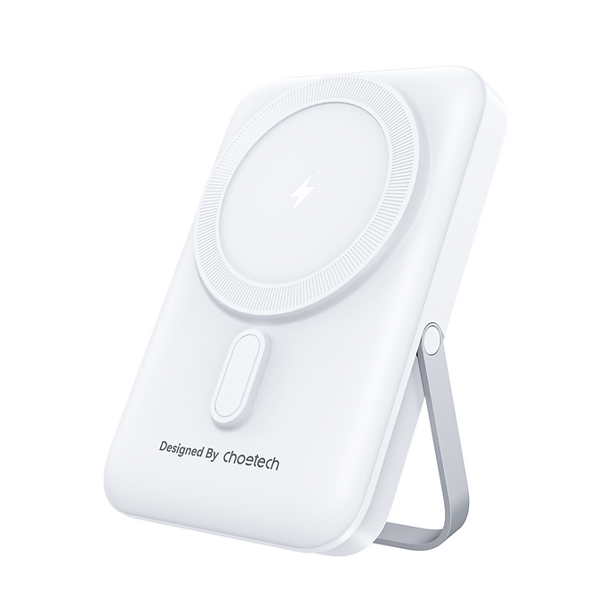 V28-ELECHOB743WH-208597-00 CHOETECH B743-WH 10000mAh PD20W Magnetic Power Bank with Holder White - Image 1