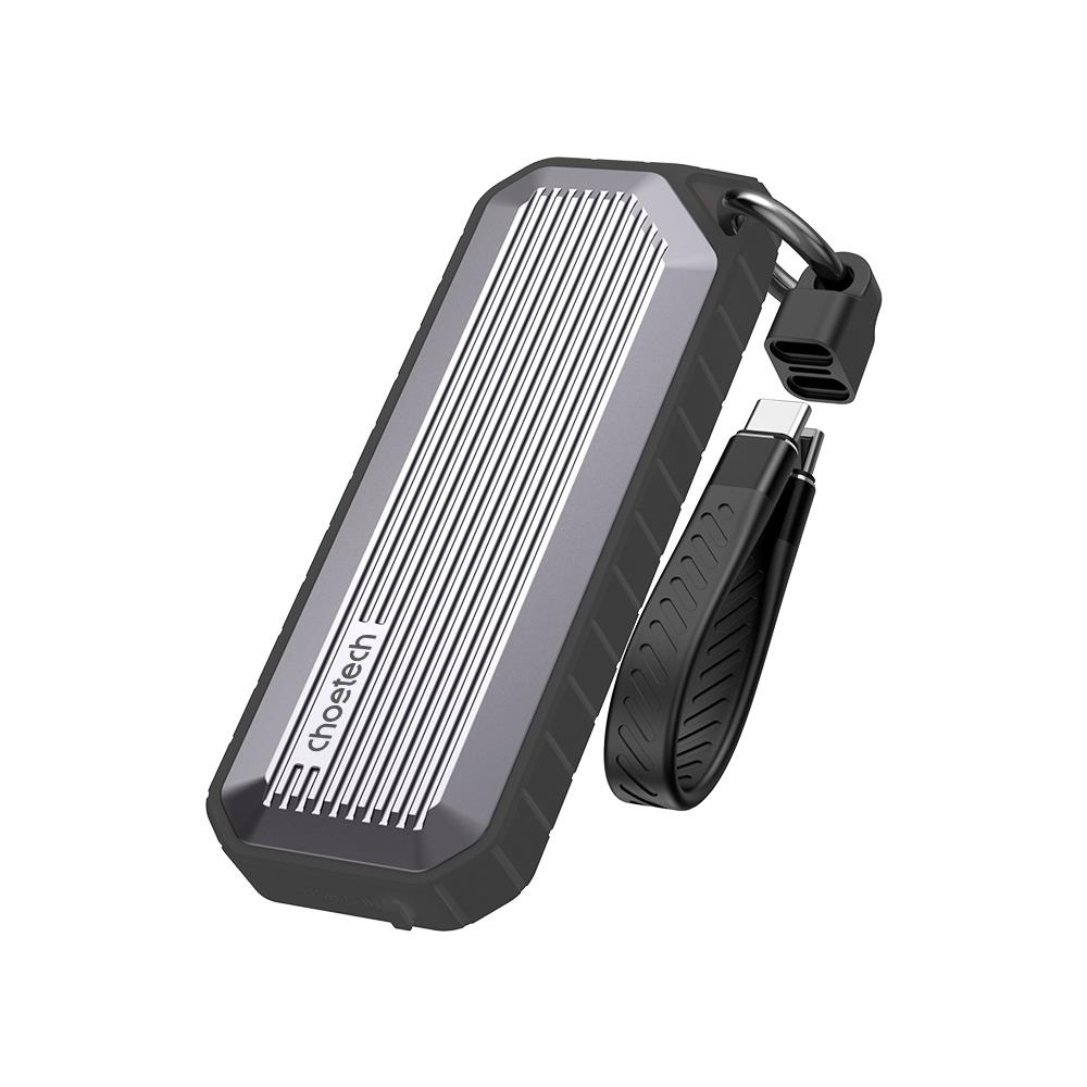 V28-ELECHOMSE004GY-202503071543-00 CHOETECH MSE004-GY USB3.2 Chips M.2 NVME / SATA SSD Protocol 10Gbps Transfer Speed Enclosure with IP65 water-Proof and Dust -Proof (Support 8TB Max) - Image 1