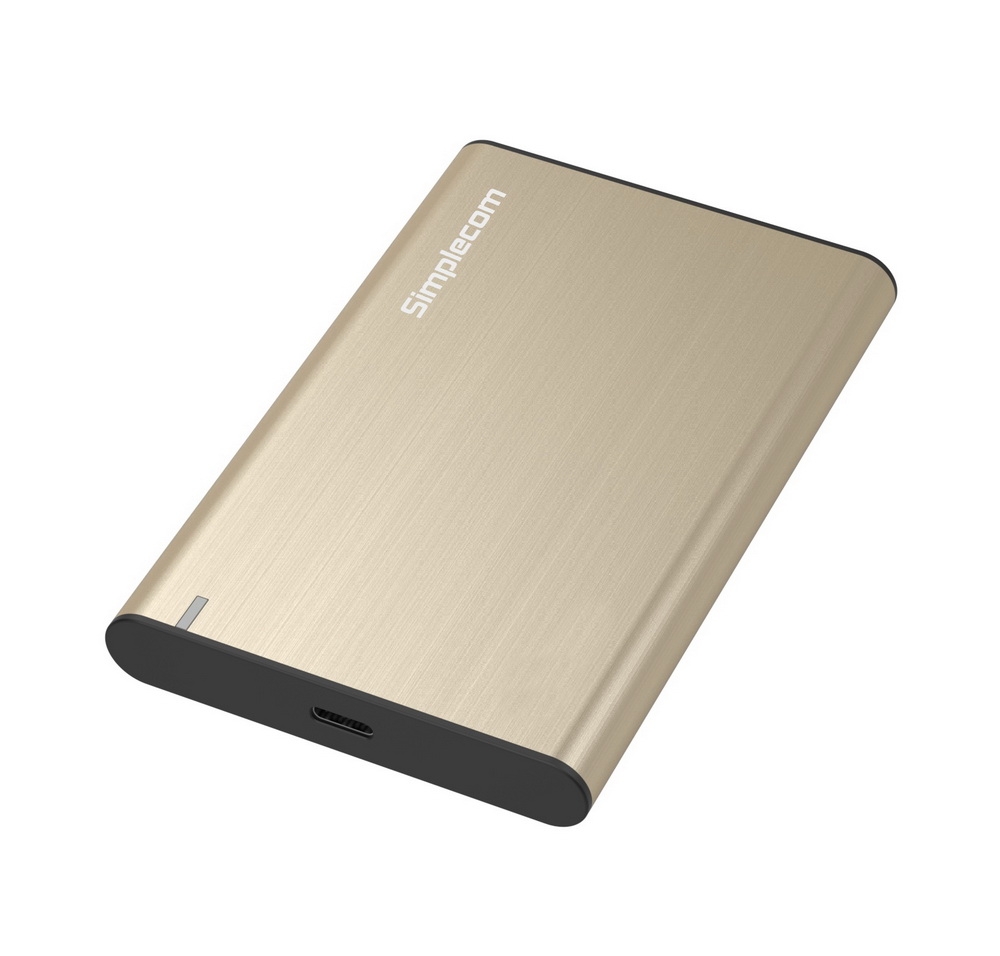 V28-SE221-GD-01_11 Simplecom SE221 Aluminium 2.5'' SATA HDD/SSD to USB 3.1 Enclosure Gold - Image 1