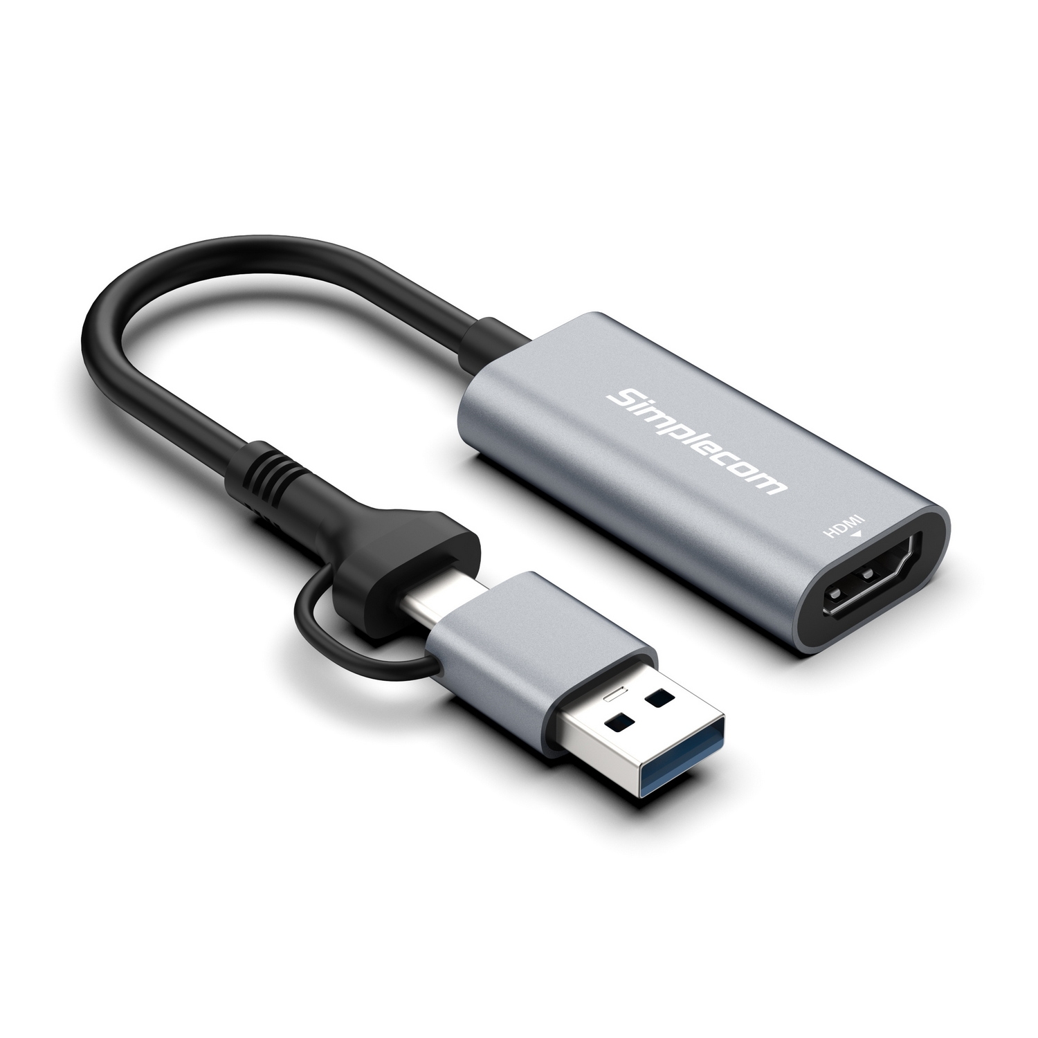 V28-SIMDA306C-190512-00 Simplecom DA306C USB 3.0 and USB-C to HDMI Video Card Adapter Full HD 1080p - Image 1