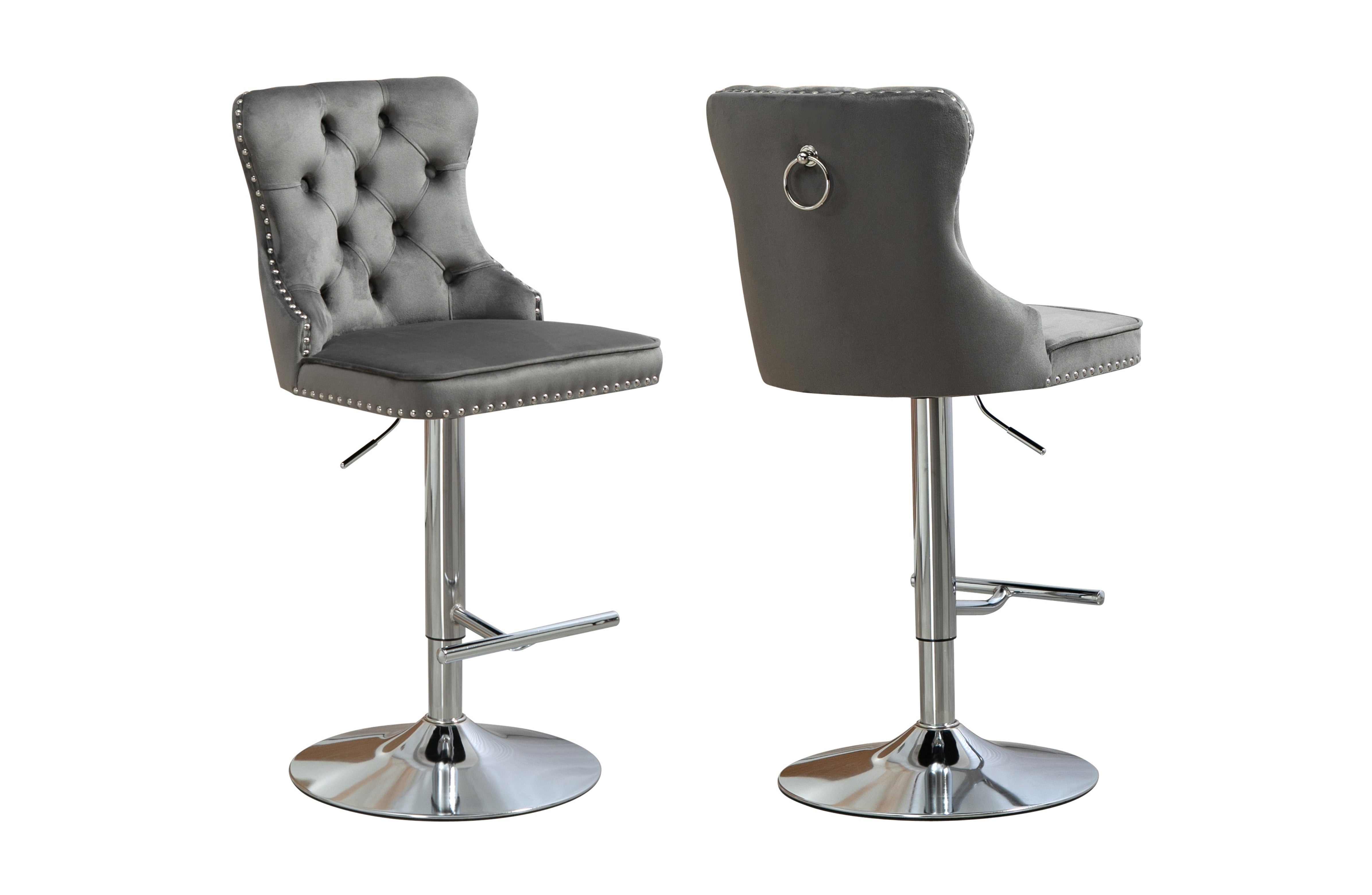V292-BS-SAHARA-DGREYSEAT-SILVERSTAND-SO2-197984-00 Sahara Dark Grey Barstool with Silver Stand -Set of 2 - Image 1