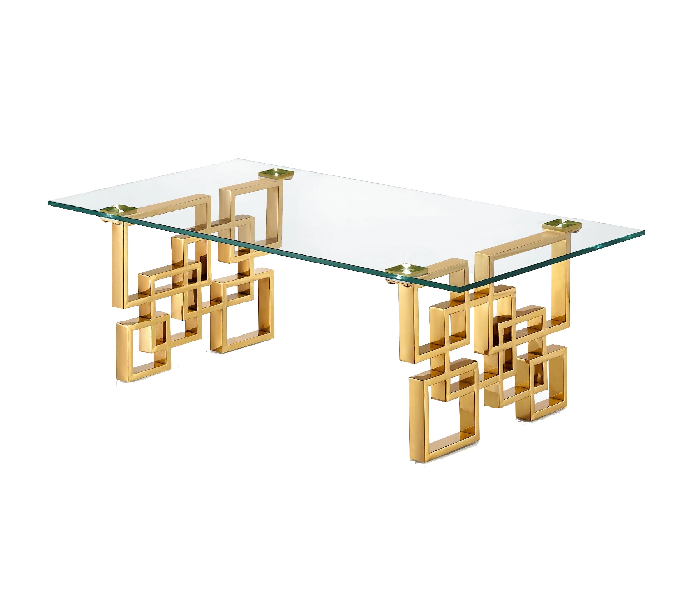 V292-CT-ROYALE-GOLD-CLEARTOP-87493-00 Royale Gold Coffee Table - Clear Glass - Image 1