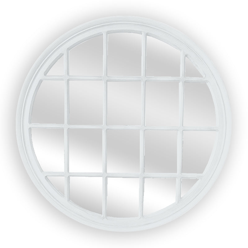 V292-MIRR-ARCH026-51903-00 Window Style Mirror - White Circle 100cm - Image 1