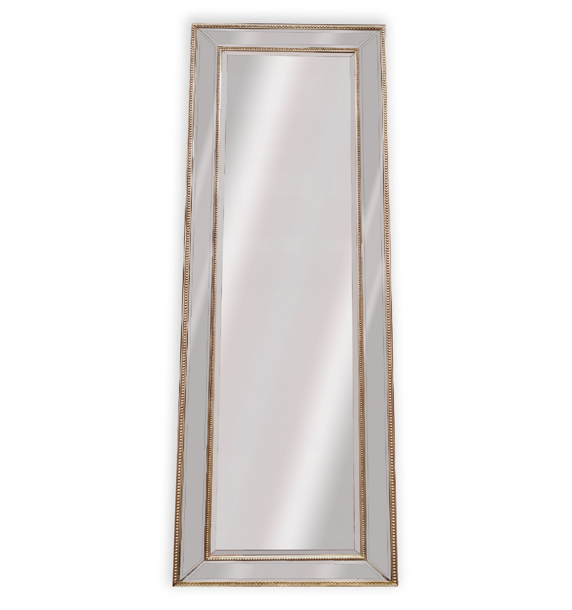 V292-MIRR-BDD006-51736-00 Medium Gold Beaded Framed Mirror - 70cm x 170cm - Image 1
