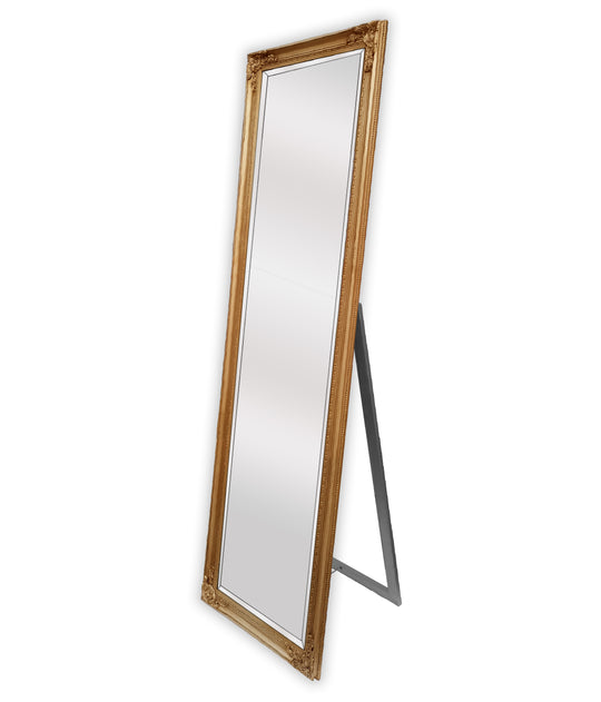 V292-MIRR-FRN019-51916-00 French Provincial Ornate Mirror - Gold - Free Standing 50cm x 170cm - Image 1