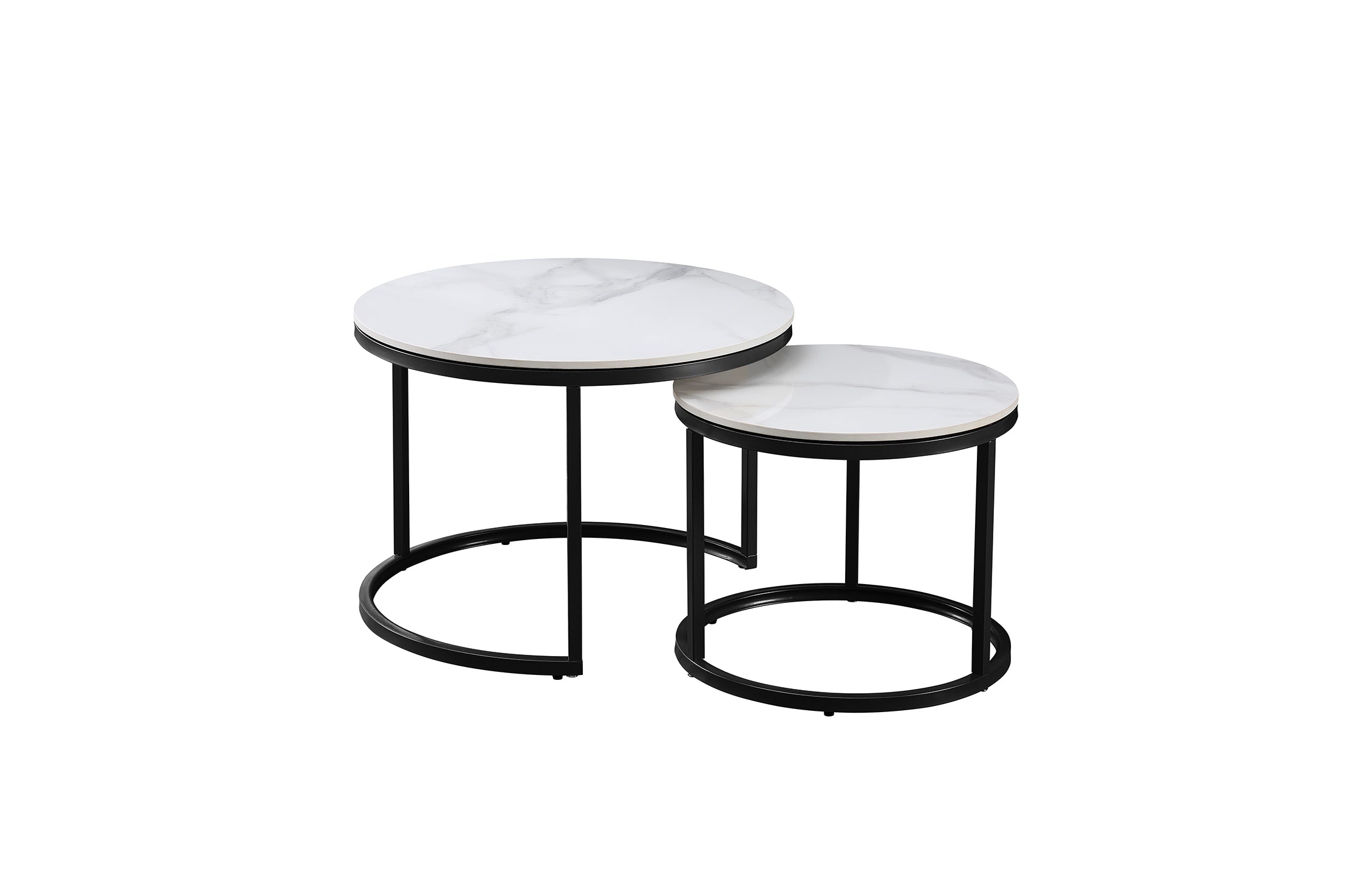 V292-NEST-WHT006-51577-00 Nesting Style Coffee Table - White on Black - 60cm/45cm - Image 1